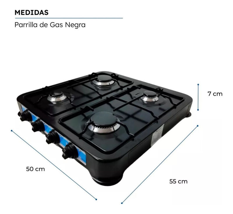 Parrilla de Mesa Gas 4 quemadores Acero Negra S... image number null