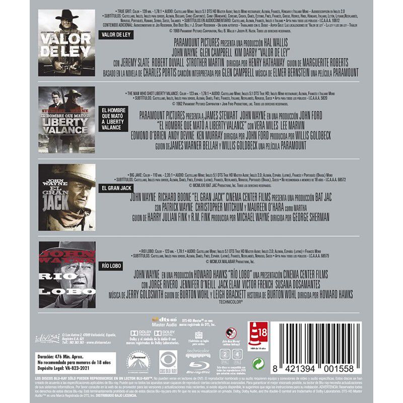 John Wayne - Colecci&oacute;n 4 pel&iacute;culas (Pack) - BD ... image number null
