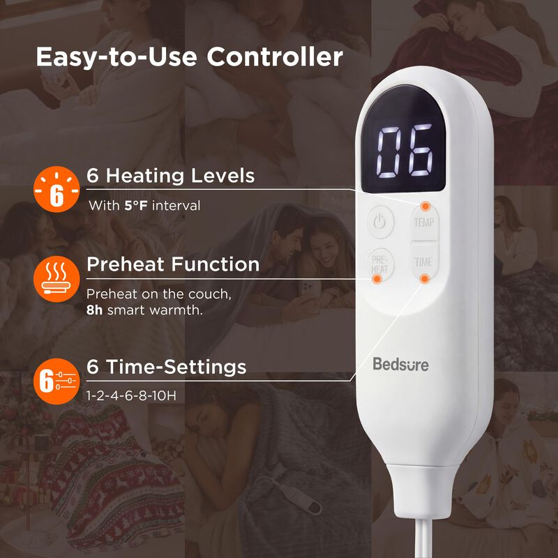 Manta El&eacute;ctrica Bedsure Twin Color Burdeos 110w image number null