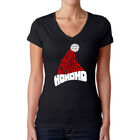 Camiseta De Cuello En V Word Art Para Mujer - All I Want For Christmas Is You- Negro