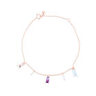 Pulsera De Oro Rosa 14k Con 4pts De Diamante Con Amatista Rosa Y Swiss Blue (16 + 2.5 Cm Aprox.)