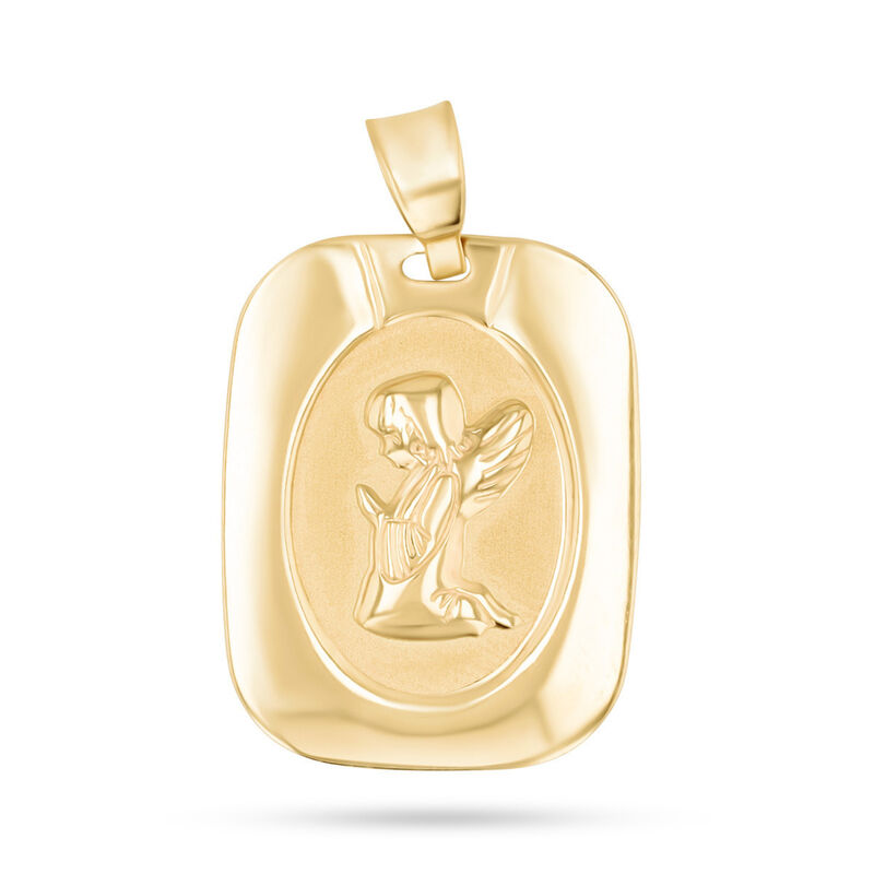 Medalla Rectangular De Angel De La Guarda Oro A... image number null