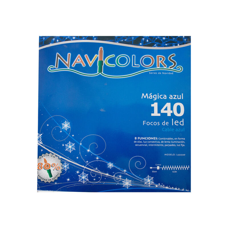 Serie Navide&ntilde;a 140 Led Luz Azul Cable Azul 8 Fu... image number null