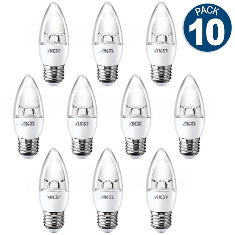 Pack de 10 focos LED Aksi 4W Vela Base E27 Luz ... image number null