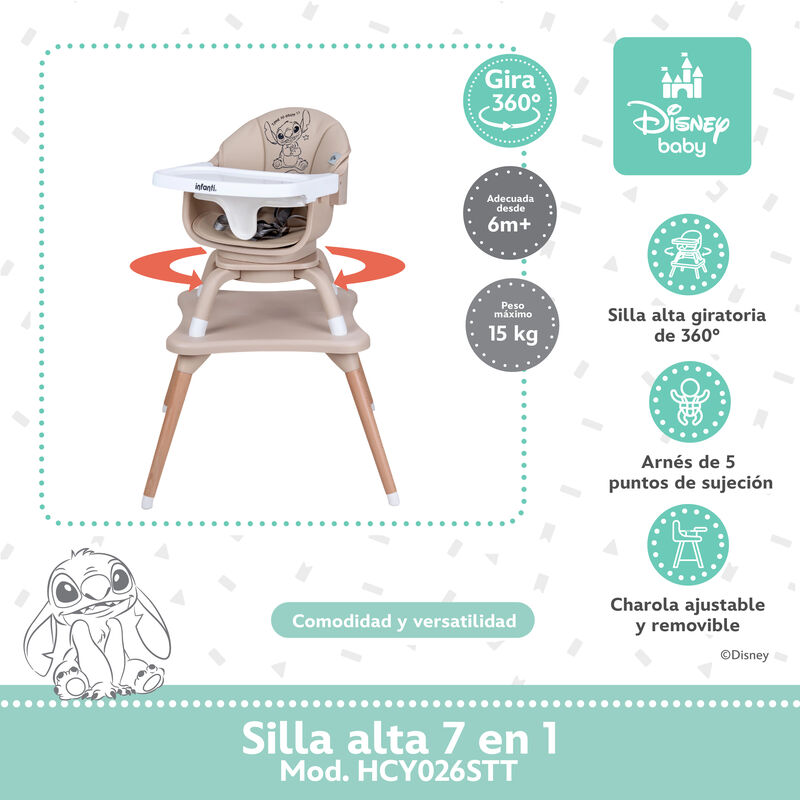 Silla alta periquera para beb&eacute;s con giro 360&deg; a... image number null