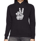 Sudadera Con Capucha Word Art Para Mujer - Peace Out - Negro
