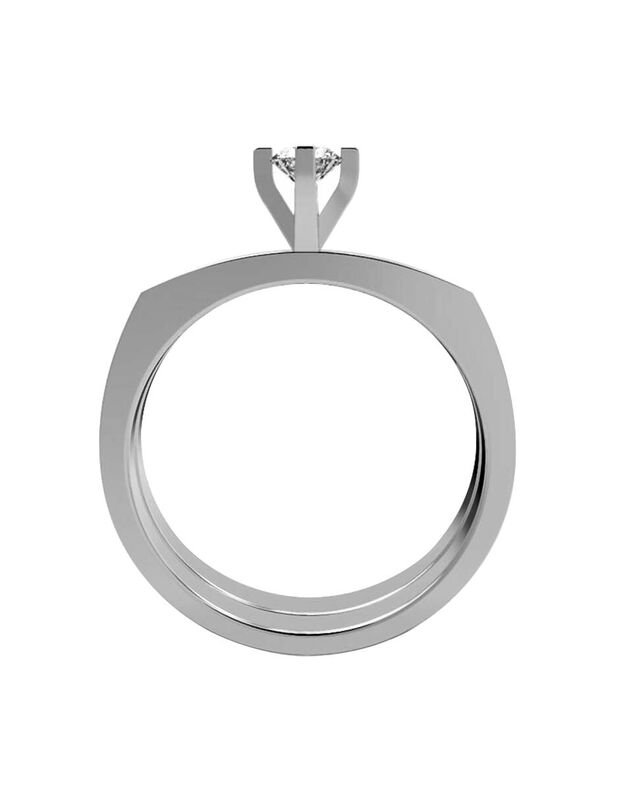 Anillo de Compromiso en Oro Blanco 10K con Circ... image number null