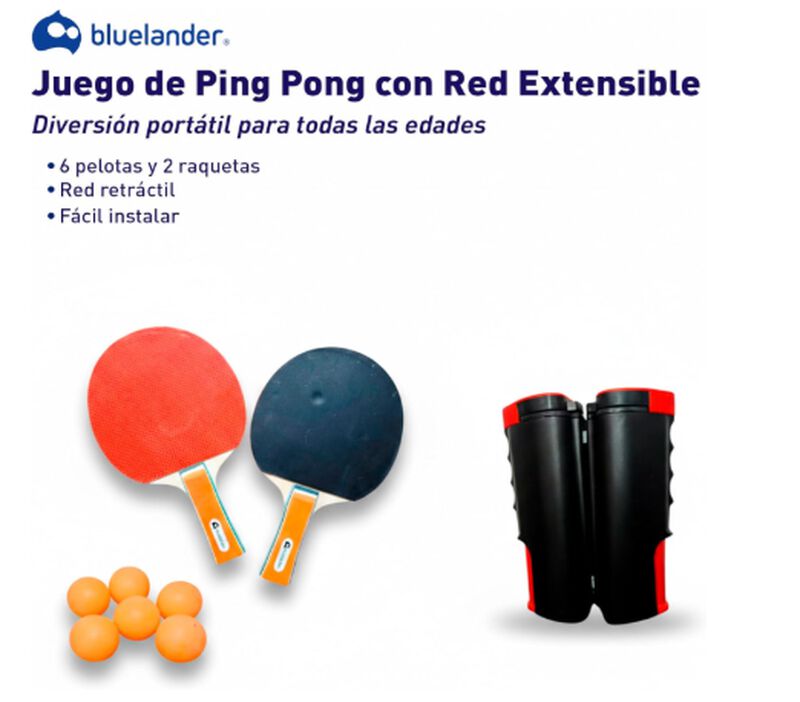 Juego de Ping Pong Port&aacute;til con Red Extensible,... image number null
