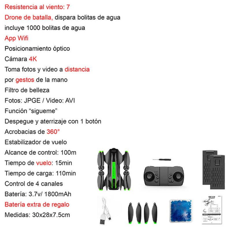 Drone VAK Q5 para batallas doble cámara 4k wifi image number null